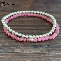 MG1417 Strand Pink Tourmaline Mini Mala Gemstone Bracelet 4mm Crystals Heart Chakra Balance Bracelet Hematite Energy Jewellery Set