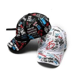 white hat fashion UK - Fashion Cotton Wild Baseball Cap Unisex Men Hat Adjustable Black White Color Printing Graffiti Golf Caps Outdoor Sun Hats271g