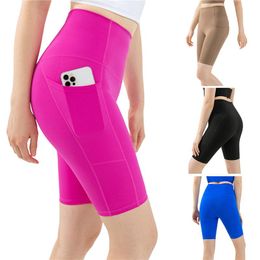 Running Shorts Women High Waist Biker Workout Solid Color Stretch Basic Casual Yoga Tummy Control PantsRunning