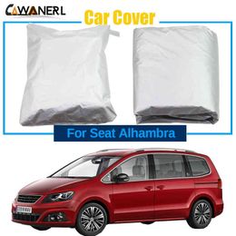 Full Car Cover For Seat Alhambra 2011-2020 MPV Outdoor Anti-UV Sun Snow Rain Resistant Cover Windproof Dustproof H220425