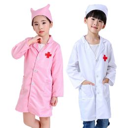 Kids Doctor Nurse Uniforms Fancy Role Play Costume for Girl Boys Nurse Doctor Cross Coat Children Cosplay Party Toys Set Outfits LJ201214