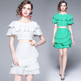 Trend Girl Two Piece Set Tops+skirt Short Sleeve Womens Sets 2022 Summer Boutique Ruffles Fashion Suits