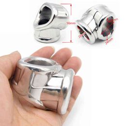 Nxy Cockrings Top Quality Thick Heavy Male Stainless Steel Penis Lock Cock Ring Ball Stretcher Bdsm Erection Ejaculation Delay Sex Toy for Men 220505