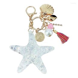 Keychains Summer Sea Style Women Bag Clothes Conch Shell Starfish Keyring Pendant Men's Car Keychain Hanging Decoration Key Holder Miri22