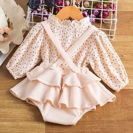 Clothing Sets Baby Girls Suspender Romper+Floral Full Sleeve Tops Infant Autumn Casual Costume Born Sweet Outfit 0- 2 Yrs Bodysuit