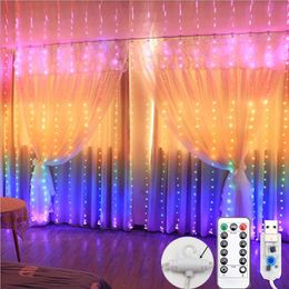 Strings 280/210 Lights LED Copper Wire Curtain Light USB Remote Control Color String Fairy Wedding Party Home DecorationLED