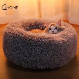 Luxury Hairy Pet Cat Bed Indoor Kitten House Fluffy Plush Warm Small House for Cats Dog Nest Cat Washable Cave Cute Sleeping Mat 201111