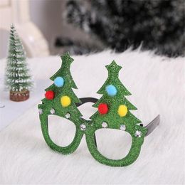 Christmas Decorations Party Gift Cute Cartoon Glasses Frame Glittered Eyeglasses No Lens For Kids Adults Xmas Decoration CosplayChristmas