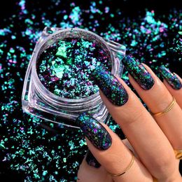 Nail Glitter 1 Box Chameleon Flakes Irregular Aluminium Foil UV Gel Polish Sequins Palliette Manicures Art Decoration Powder