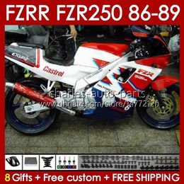 Body Kit For YAMAHA FZR250 FZR 250 R RR FZR250R 1986 1987 1988 1989 Bodywork FZR-250 86-89 142No.61 FZRR FZR 250R 250RR FZR-250R FZR250RR 86 87 88 89 Fairing glossy red