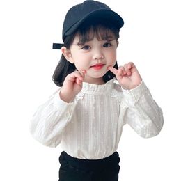 White Lace Flower Kids Toddler Children's Blouse Ruffles Clothes For Girls 210412