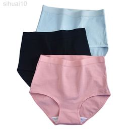 High Waist Ladies Cotton Briefs Sexy Bondage Sports Briefs Large Size Breathable Women Underwear 3Pcs L220801