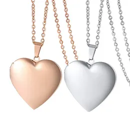 Pendant Necklaces Dropship Stainless Steel Love Heart Po Locket Necklace Mirror Polished DIY Openable Box Couple Christmas GiftsPendant