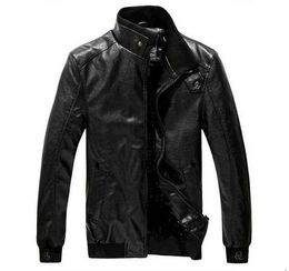 Brown Leather Jacket Men Black Motorcycle Jacket Male Oversize Stand Collar Long Sleeves Top Faux Leather Moto Biker Jackets Xxxl L220725