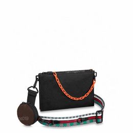 Shoulder in the Loop Trio Pouch Orange Chain Bag Two Zip Pockets Taurillon Monograms Leather Rounded Coin Zipper Wallet Luxurys M59681