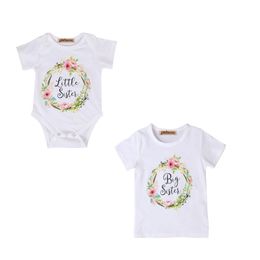 sisters cotton baby clothes kids girl china Little Big Sister match clothes jumpsuit romper outfits t shirt for born girls 220531