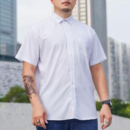 8XL Plus Size Short Sleeve Shirt Men Summer Solid Colour White Purple Loose Shirts Casual For Big And Tall Man Men's Dress