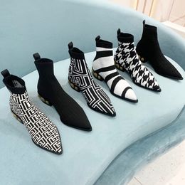 Novas botas de moda feminina outono inverno malha meias moeda tornozelo sobre o joelho de joelho botas altas salto baixo