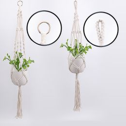 Handmade Macrame Plant Hanger Flower Pot Hanger for Wall Decoration Countyard Garden Pot Tray for Plant Garden Decoration