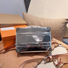 New Retro Luxury Women's Bags Fashion Classic Small Box Chain Handbags Shoulder Bag Silver Patent Leather Designers handbag Wallet Printing