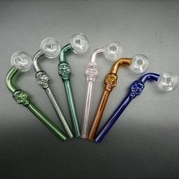 Ball OD 30mm Colorful Skull Head Smoking Pipe Thick Pyrex Glass Oil Burner Pipes Burning Tobacco Dry Herb Handle Nail Tube