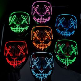 LED Neon Light Masks Luminous Glasses Halloween Party Scary Horror Props Decoration Cosplay Costume Supplies Glow in The Dark