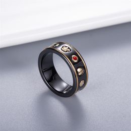size stamp UK - Lover Couple Ceramic Ring with Stamp Black White Fashion Bee Finger Ring High Quality Jewelry for Gift Size 6 7 8 9232H