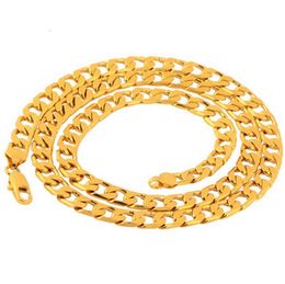 Chains Necklaces Pendants Jewelry Heavy Classic Mens 18K Real Yellow Solid Gold Chain Necklace 23.6Inch 10Mm Drop Delivery 2021 Gblc6