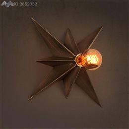 Wall Lamp JW American Vintage Iron Retro Industrial Style Star Shade Light Bedroom Bar Cafe Living Room Kitchen Decoration