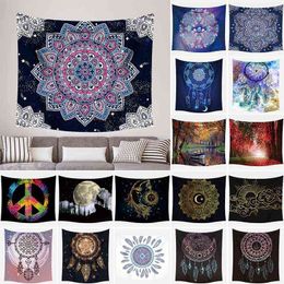 Mandala Dreamcatchers Hd Print Wall Hanging Rugs Spread Bedroom Background Decorative Painting Photo Cloth J220804