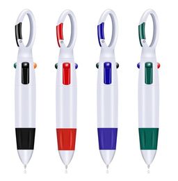 4-in-1 Shuttle Pens Retractable with Carabiner Keychain On Top Lanyard Neck Ballpoint Pen Anti-lost for Office School Supplies Students Children Gift Custom Own Logo