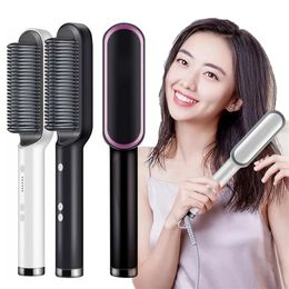 Men Beard Straightener Multifunctional Hair Straightener Brush Ceramic Hair Curler Iron Hair Comb Smoothing Hairbrush Tools 220602