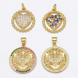 Pendant Necklaces Eagle Medallion Disc Pendants For Jewellery Making Gold Plated Copper Zircon Components Supplies Pdta646Pendant