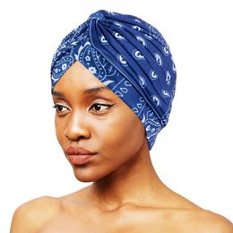 New Paisley Pattern Ruffle Turban Knotted Headwrap beanie Femme Stretch Hijab Arab Hat Bandana Beanie Hair Loss Accessories Turbante
