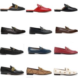 Klassische flache Damenschuhe, 100 % Rindsleder, Herren-Designerschuh, Metallschnalle, Leder-Slide-Freizeitschuh, Mules, Princetown Man-Slipper, Trample Lazy Loafers, Größe 35–42–43–46