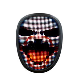 Rechargeable Mini Children Shining LED Mask With Programmable Masquerade DIY Picture Light Up Cosplay Full Colour Halloween Christmas Costume Game Scary Gift Masks