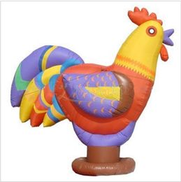 Elegant Colorful Inflatable Chicken Cartoon Air Blown Rooster, Pop Up Animals Model For Outdoor Events Advertising On Sale