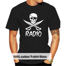 Camisetas masculinas Pirata Rádio T-shirt Illegal Music Party Funny Birthday Gift Presente de camiseta de verão