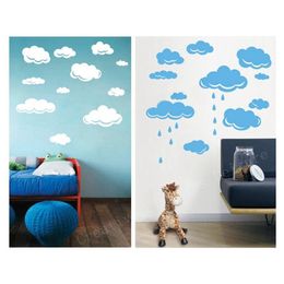 Wall Stickers Rain Drops Clouds Decal For Kids Room Art Decor White Or Sky Blue CloudsWallWall