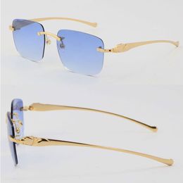 Wholesale Selling Luxury Sunglasses Metal Rimless Sunglasses 8300816 Large Square Sun glasses Classic pilots Metal Frame Simple Leisure Frames Unisex Size:54