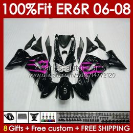 OEM Bodywork For KAWASAKI NINJA ER6 650 R ER 6 F 650R ER-6F 2006 2007 2008 Body 139No.104 ER 6F 650-R Frame ER6F 06 07 08 650R-ER6F 06-08 Injection Mould Fairing rose black