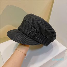 Women Designer Grass Braid Caps Solid Color Letter Hats Sun Protection Embroidery Cap for Ladies