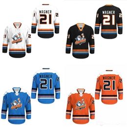CeoA3740 21 Wagner San Diego Gulls Hockey Jersey Any Player or Number New Stitch Sewn Movie Hockey Jerseys All Stitched White Red Blue