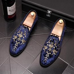 Fashion Suede Leather Men Loafers Mens Printed Embroidery Driving Party Flats Men's Moccasins Oxfords Casual Shoe 1320 s 's