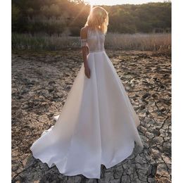 Other Wedding Dresses 2022 Bohemian Vintage Boho Lace Satin Bridal Gowns Beach Custom Made Robe De Mariee