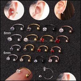 Body Arts Tattoos Art Health Beauty C Shaped Stainless Steel Ear Cartilage Ring Helix Tragus Jewellery Cz Nose Rings For W Dh2Qb