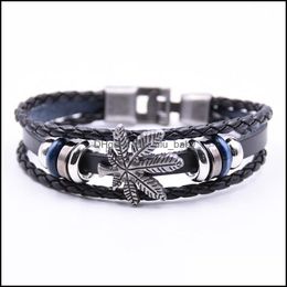 Charm Bracelets Pretty Mtilayer Bracelet Men Rock Jewellery Casual Braided Leather Drop Delivery 2021 Baby Dhtho