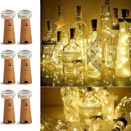 Strings LED 6pcs/lot 0.75m 1m 2m Cork Lights For Wedding Battery Wine Bottle String Glass Mason Jar Fairy LightLED