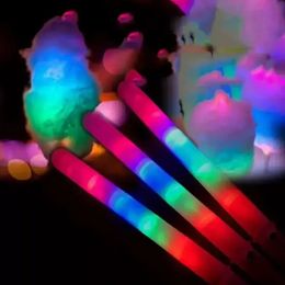 LED Light Up Cotton Candy Cones Colourful Glowing Marshmallow Sticks Impermeable Colourful Marshmallow Glow Stick 0808