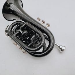 Trumpet B Flat Black Nickel Plated Brass Wind Instrument with Mouthpiece Gloves Accessories